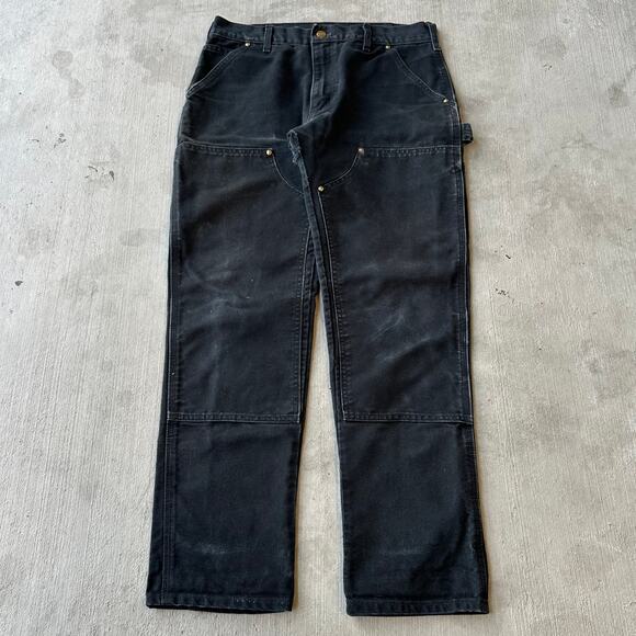 Vintage Y2K Carhartt black ALTERED double knee work wear carpenter pants - Picture 1 of 9